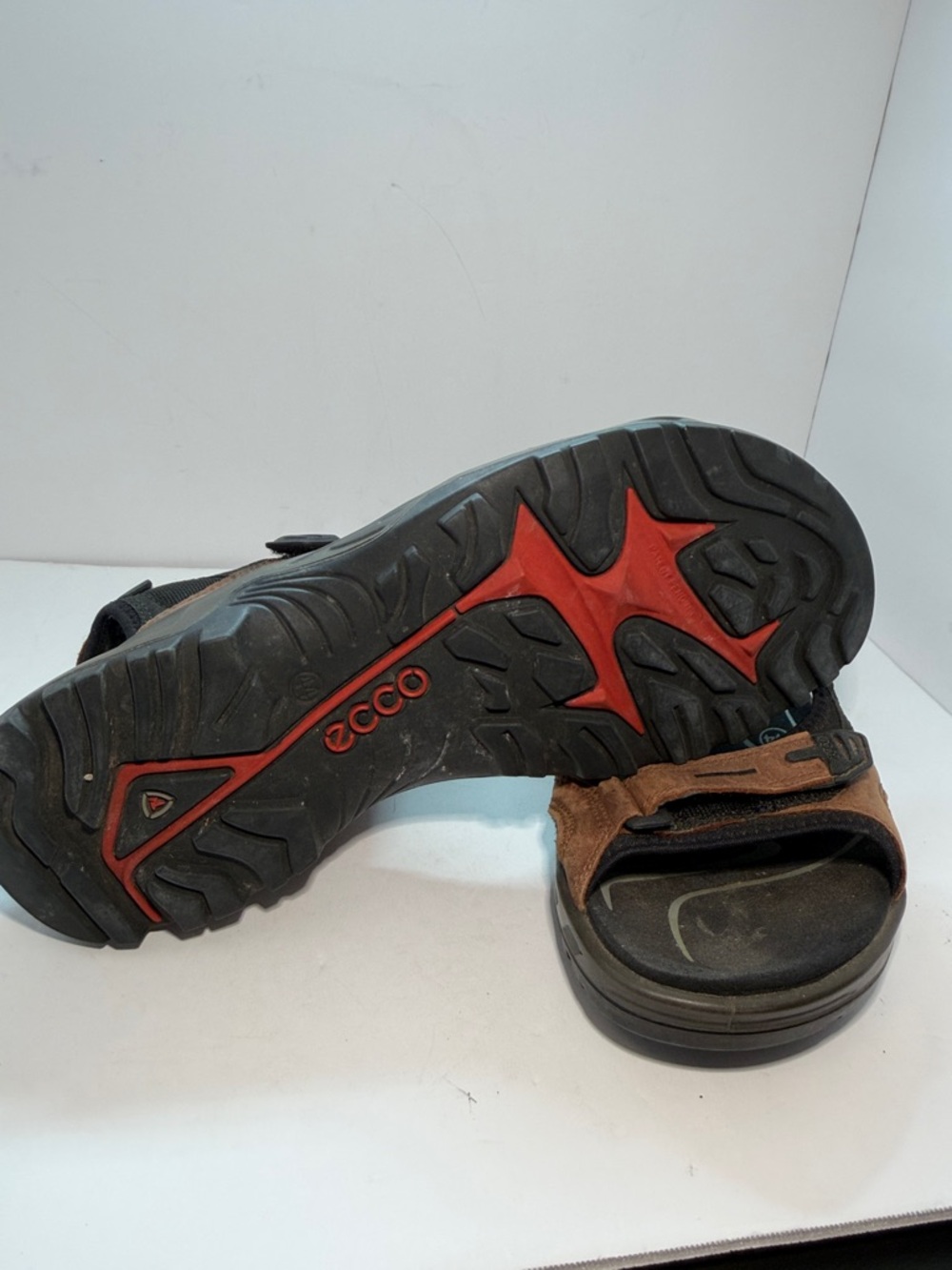 Ecco Brown and Black Men's Adjustable Strap Comfort Sandals - Picture 3 of 7
